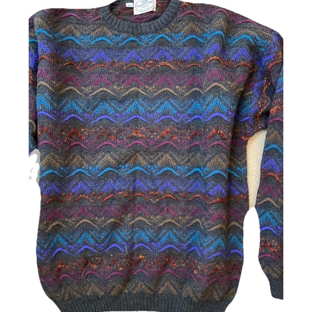3D Knit Pronto Uomo Firenze Wool Sweater Italy Mens 50 M Cosby Colorful Rainbow
